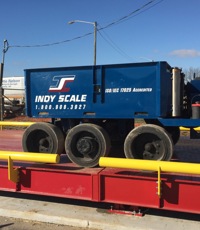 Indy Scale trailer being weighed on a scale